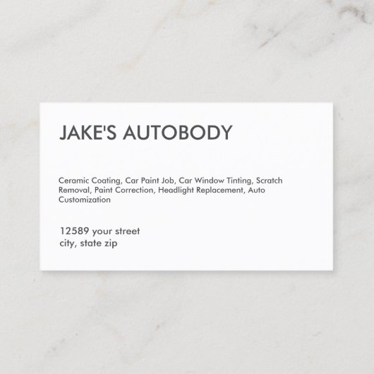 Auto-Keramik Visitenkarte (Rückseite)