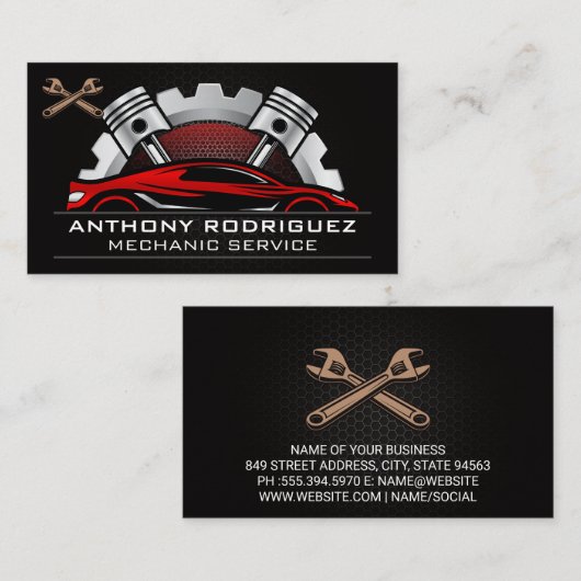 Auto | Kohlenstoffmetall | Wrenches Visitenkarte (Vorne/Hinten)
