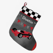 Auto laufend und Checkered Großer Weihnachtsstrumpf (Vorderansicht (hängend))