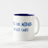Auto liebt Tasse! Zweifarbige Tasse (VorderseiteRechts)