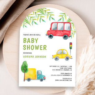 Auto LKW Roller Fahrzeuge Transport Baby Shower Einladung