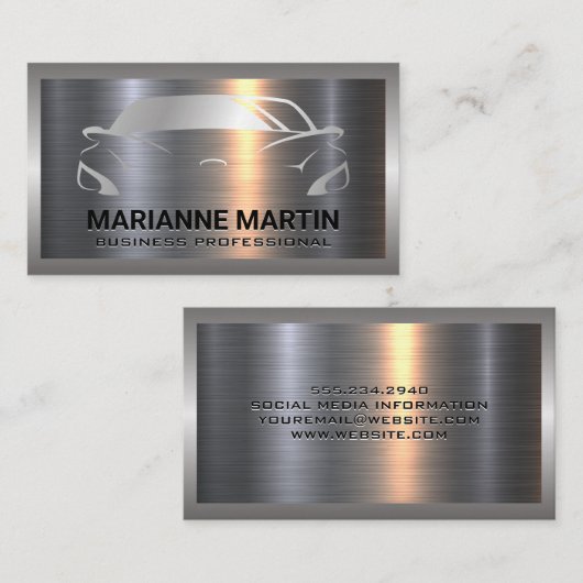 Auto-Logo | Aluminium-Aluminium-Bürste Visitenkarte (Vorne/Hinten)