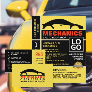Auto-Logo, Automechaniker- und Reparaturwerbung Flyer