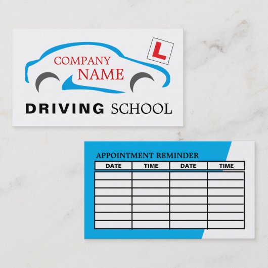 Auto-Logo, Führerschule/Lehrer-Ernennung Visitenkarte (Vorne/Hinten)
