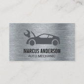 Auto-Logo | Metallic Brushed Visitenkarte (Vorderseite)