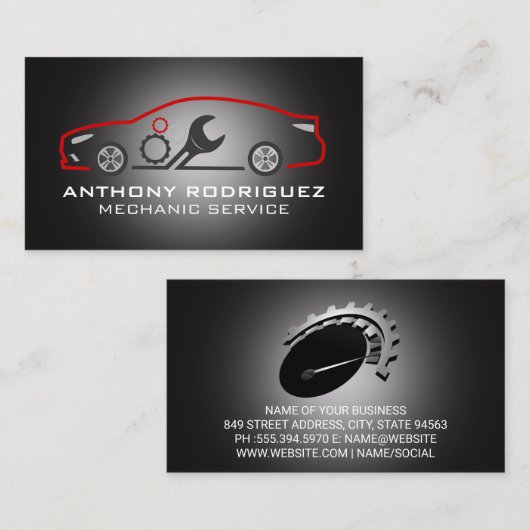 Auto-Logo von Wrench Gears | Kfz-Dienstleistungen Visitenkarte (Vorne/Hinten)