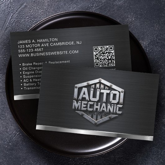 Auto Mechanic Automotive Repair Service QR Code Visitenkarte