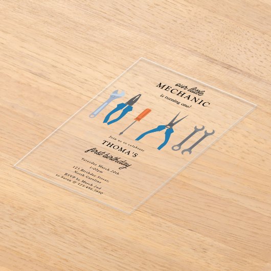 Auto Mechanic Automotive Tools Junge ersten Geburt Acryleinladungen (Ablage )