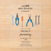 Auto Mechanic Automotive Tools Junge ersten Geburt Acryleinladungen (Vorderseite)