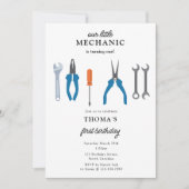 Auto Mechanic Automotive Tools Junge ersten Geburt Einladung (Vorderseite)