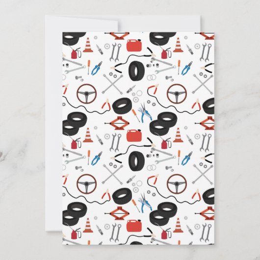 Auto Mechanic Automotive Tools Junge ersten Geburt Einladung (Rückseite)