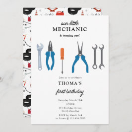 Auto Mechanic Automotive Tools Junge ersten Geburt Einladung