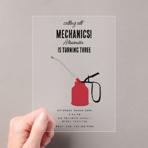Auto Mechanic Automotive Tools Junge Geburtstagspa Acryleinladungen