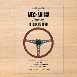Auto Mechanic Automotive Tools Junge Geburtstagspa Acryleinladungen