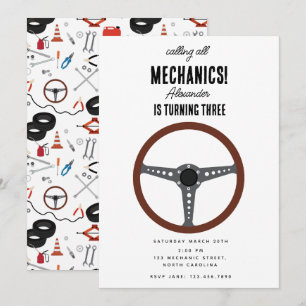 Auto Mechanic Automotive Tools Junge Geburtstagspa Einladung