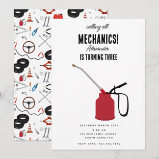 Auto Mechanic Automotive Tools Junge Geburtstagspa Einladung