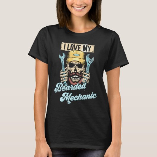 Auto Mechanic Car Guy Car I Love My Bearded Mechan T-Shirt (Vorderseite)