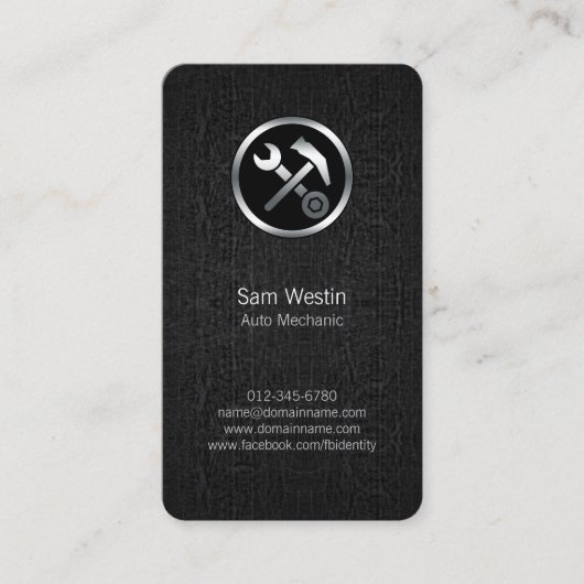 Auto Mechanic Car Tools Black Grunge BusinessCard Visitenkarte (Vorderseite)
