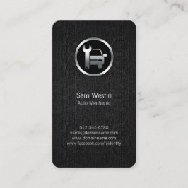 Auto Mechanic Car Wrench Icon Black Business Card Visitenkarte