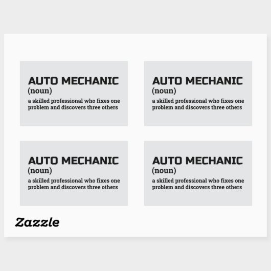 Auto Mechanic Funny Definition Geschenk Rechteckiger Aufkleber (Blatt)