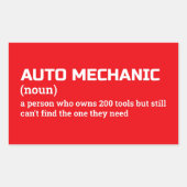 Auto Mechanic Gag Definition Aufkleber (Vorderseite)