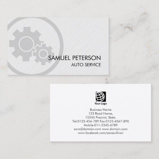 Auto Mechanic Gear Cogs Icon Visitenkarte (Vorne/Hinten)