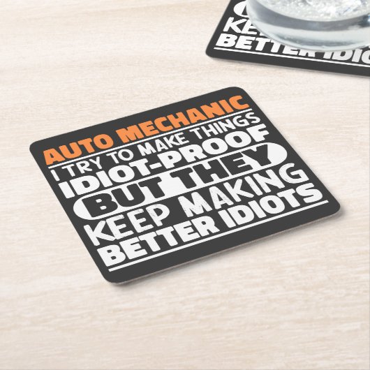 Auto Mechanic ich versuche, Dinge zu machen idiot Rechteckiger Pappuntersetzer (angewinkelt)