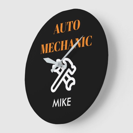 Auto Mechanic Man Höhle Große Wanduhr (Winkel)