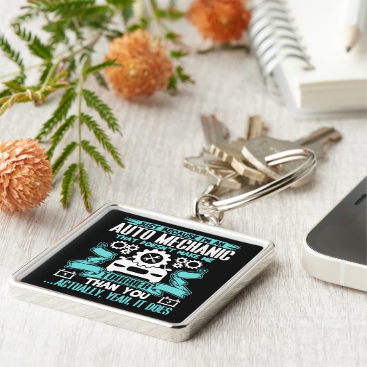 Auto Mechanic T Shirt Schlüsselanhänger (Seite)