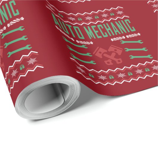 Auto Mechanic Ugly Weihnachtssüßer Geschenkpapier (Rolleneckpunkt)