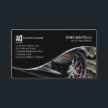 Auto Mechanik Black Sports Car Automotive Visitenkarte<br><div class="desc">Dieses elegante Auto Mechanic Automobil und Transport Visitenkarte Design verfügt über eine einfache schwarze Hintergrundwelle mit einem Chromrahmen, der über die Karte läuft. Im unteren Teil der Karte befindet sich ein flüchtige Blick mit einem schwarz-blauen Jet-Sportwagen-Seitenprofil, dessen wunderschöne Sportskranz deutlich sichtbar ist. Ihre Daten erscheinen auf der oberen schwarzen Hälfte...</div>