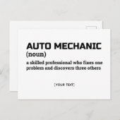 Auto Mechanik - Funny Definition Postkarte (Vorne/Hinten)