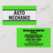 Auto Mechanik Neon Green Visitenkarte (Vorne/Hinten)