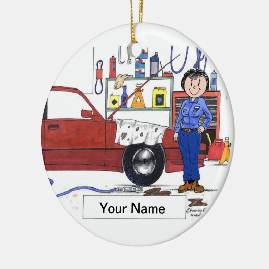 Auto-Mechaniker - Frau Keramik Ornament (Links)