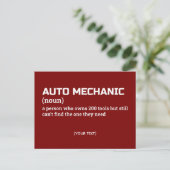 Auto Mechanische Definition - Funny Workplace Spaß Postkarte (Stehend Vorderseite)