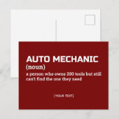 Auto Mechanische Definition - Funny Workplace Spaß Postkarte (Vorne/Hinten)