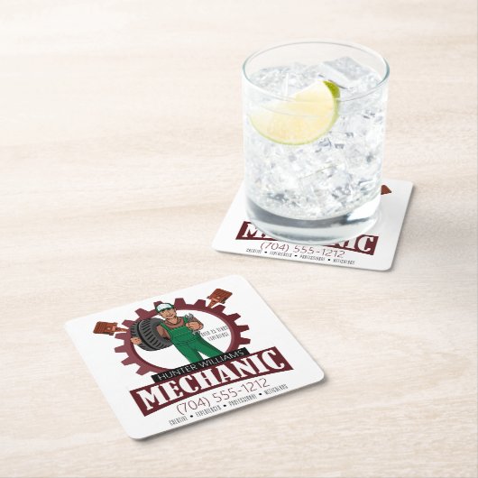 Auto Mechanische Garage Business Marketing Rechteckiger Pappuntersetzer (Vor Ort)