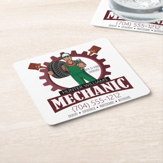 Auto Mechanische Garage Business Marketing Rechteckiger Pappuntersetzer (angewinkelt)