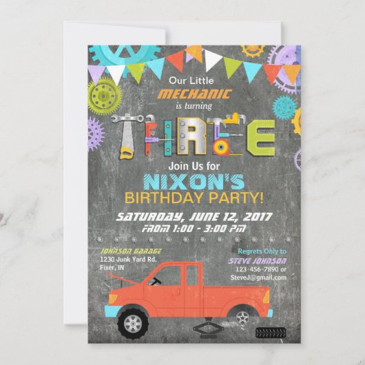 Auto Mechanische Getriebe Werkzeuge Halbpension Ge Einladung (Vorderseite)