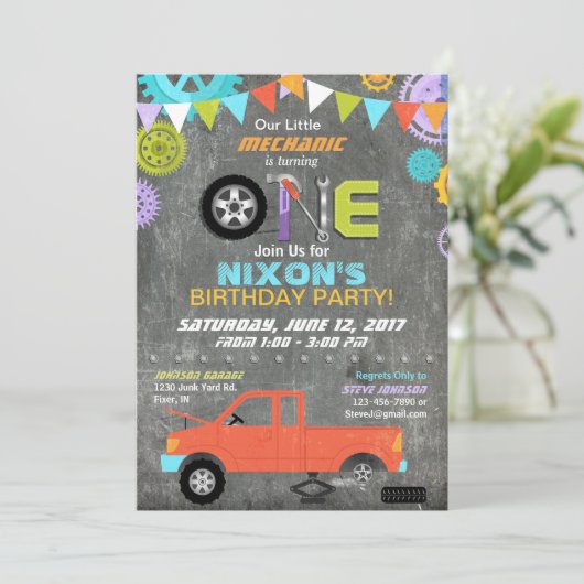 Auto Mechanische Getriebe Werkzeuge Halbpension Ge Einladung (Stehend Vorderseite)