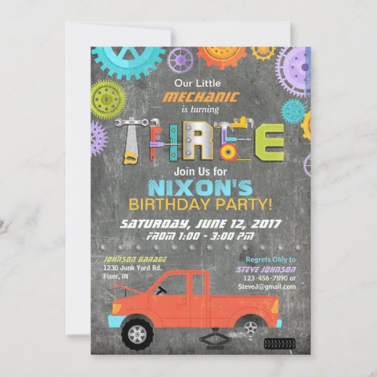 Auto Mechanische Getriebe Werkzeuge Halbpension Ge Einladung (Vorderseite)