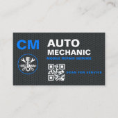 Auto Mechanischer QR-Code Monogramm Visitenkarte (Vorderseite)