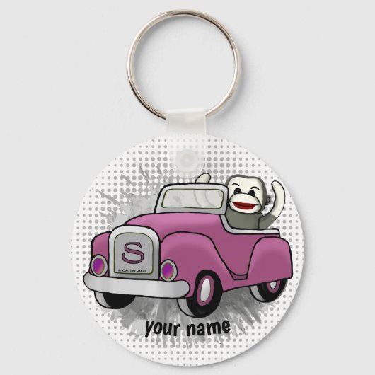 Auto mit Affenantrieb Schlüsselanhänger (Vorderseite)