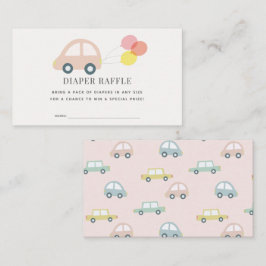 Auto mit Balloons Pink Girl Diaper Raffel Ticket Begleitkarte