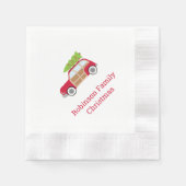 Auto mit dem Weihnachtsbaum Diagonal Paper Napkin Serviette (Vorderseite)