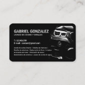 Auto mit der zweisprachigen Visitenkarte (Rückseite)