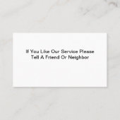 Auto mit detaillierten Visitenkarten Visitenkarte (Rückseite)