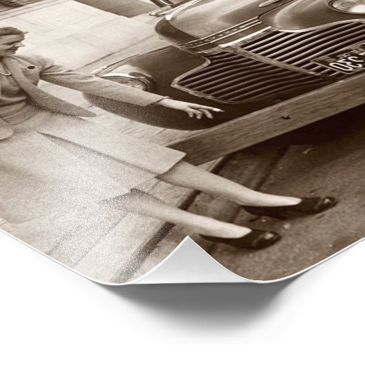 Auto mit Holzbügel des Zweiten Weltkriegs Fotodruck (Ecke)