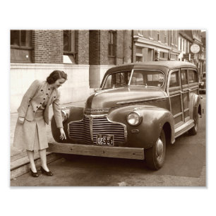 Auto mit Holzbügel des Zweiten Weltkriegs Fotodruck