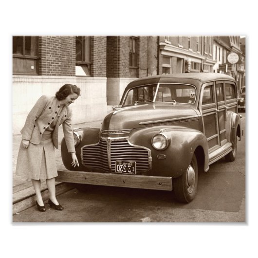 Auto mit Holzbügel des Zweiten Weltkriegs Fotodruck (Vorne)